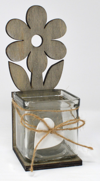 Glas-Windlicht mit Blume