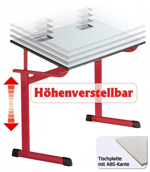 Zweiertisch Tischhöhe verstellbar ABS-Kante Plattengröße 130x55cm Tischpla