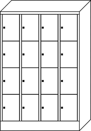 Schließfachschrank m Sockel,16Fäche