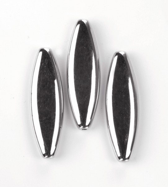 Designer Metal Pearls, oval flach
