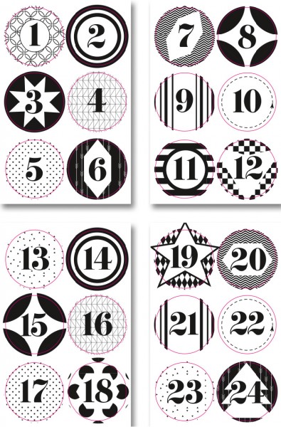 Rund-Sticker-Set Adventskalender
