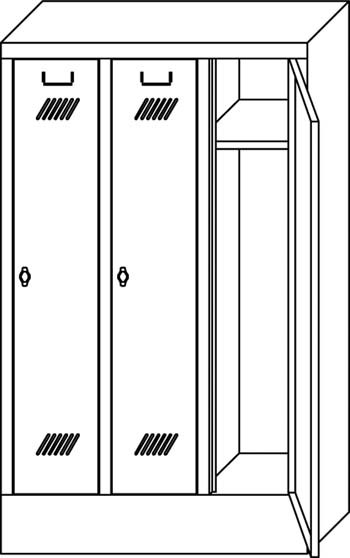 Kleiderschrank mit Sockel,3 Abteile