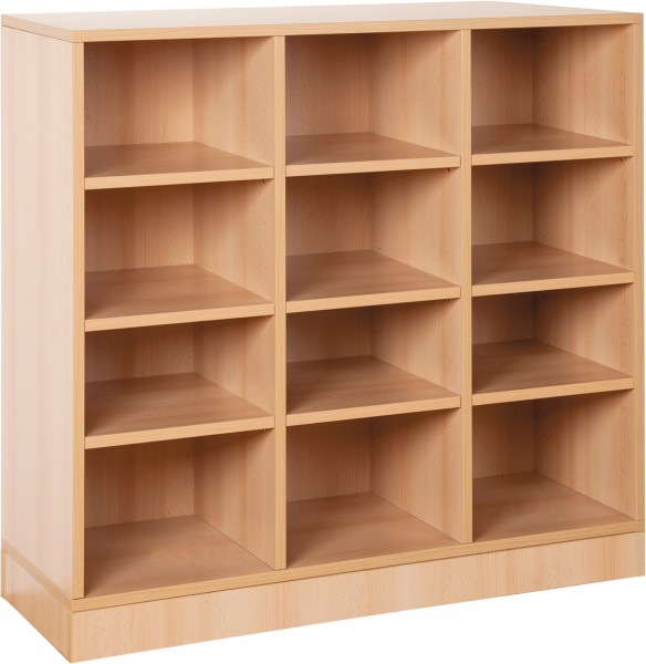 Regal, 3-reihig, 12 Fächer, Sockel