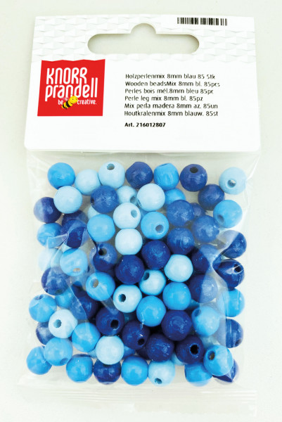 Holzperlen Mix, blau, Ø 8mm