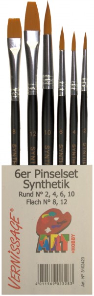 Pinselset 6 Stück Rund St. 2,4,6,10