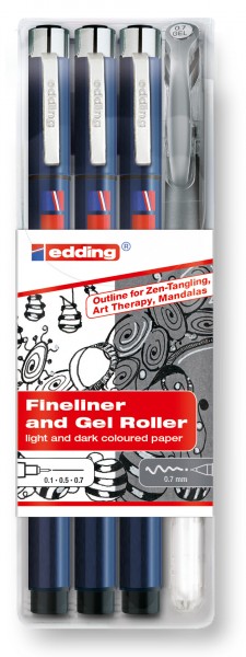 Fineliner und Gel Roller - Set mit