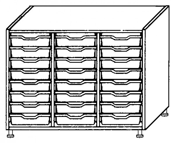 Schrank mit 24 Schüben farbig