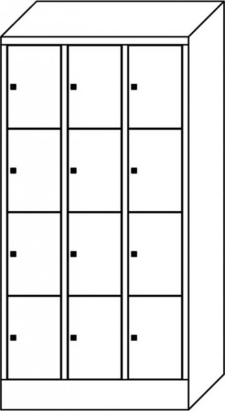 Schließfachschrank m Sockel,12Fäche