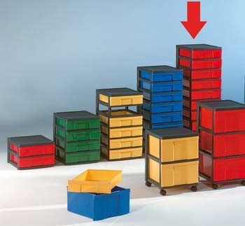 Container mit 10 flachen Schüben