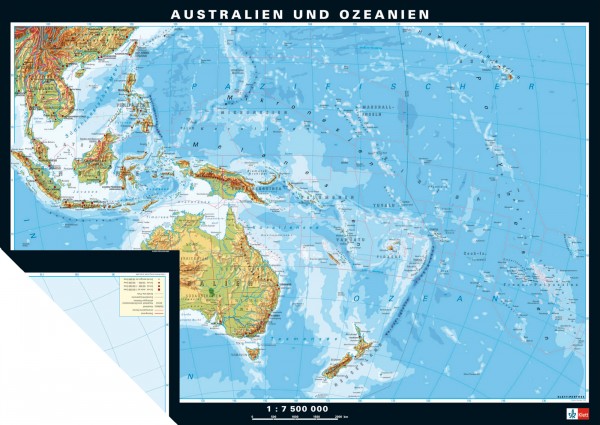 Wandkarte Australien physisch