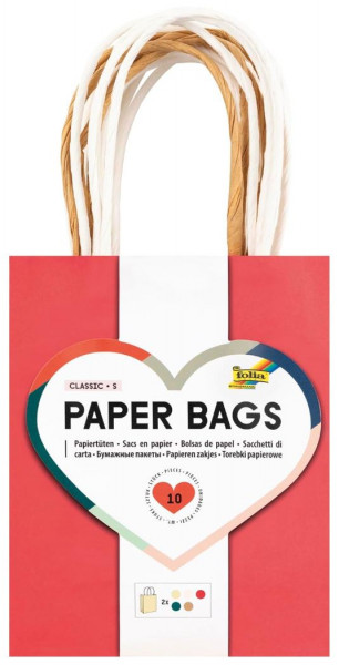 Papiertüten S Classic, 10 Stück 12x5,5x15cm, farbig sortiert