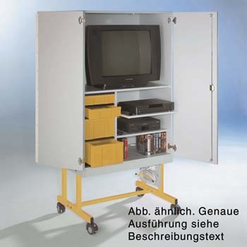 TV Wagen mit 4 Schüben in gelb