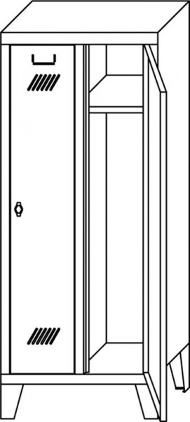Kleiderschrank mit Füßen, 2 Abteile
