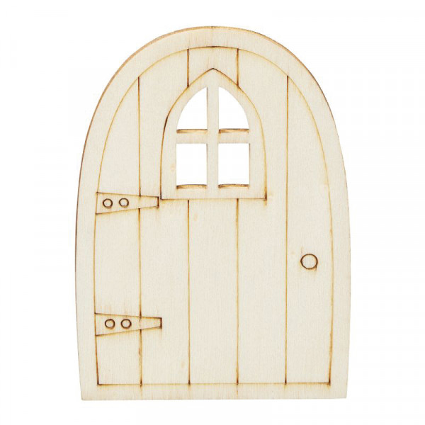 Wichtelzubehör Holztür II, natur, 6x10x0,3cm