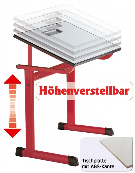 Einertisch Tischhöhe verstellbar ABS-Kante Plattengröße 70x55cm Tischplat
