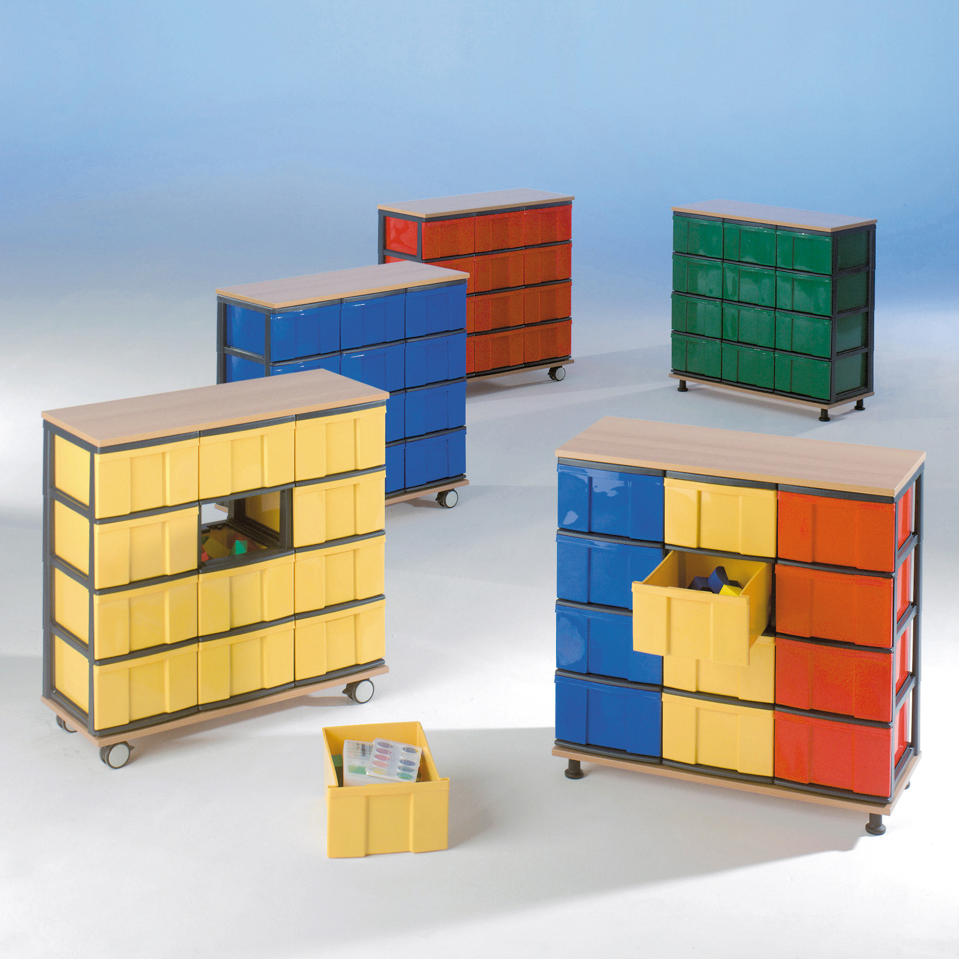 Schrank 3-reihig mit 12 hohen Schüben, 90,3x98,5x40cm | LMS Lehrmittel