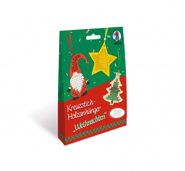 Kreuzstich Holzanhänger Weihnachten