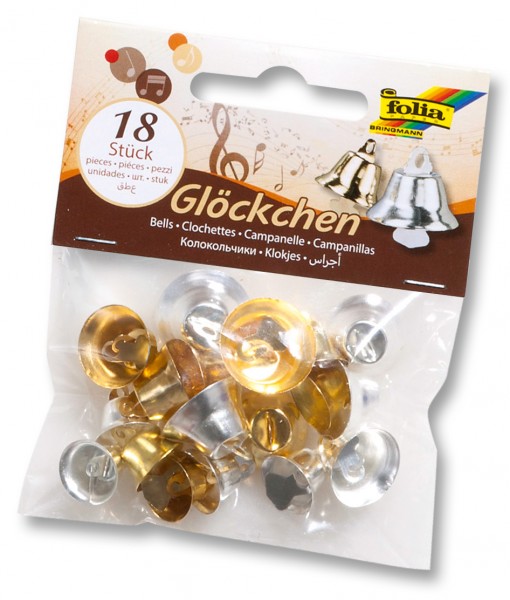 Glöckchen, 18 Stück, gold + silber