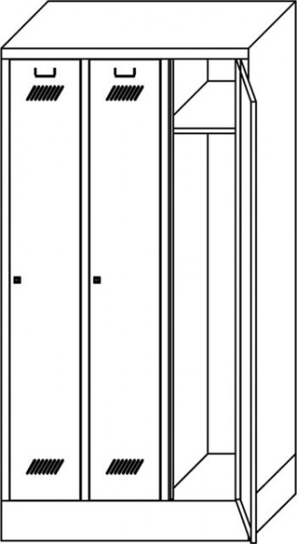 Kleiderschrank mit Sockel, 3tlg.